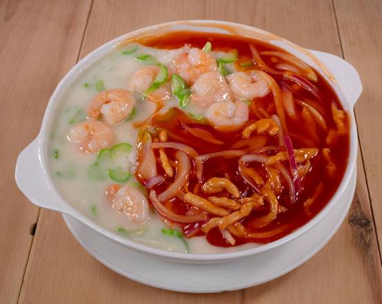 Fried Rice w/Chicken Tomato Sauce & Shrimp Cream Sauce 鴛鴦炒飯